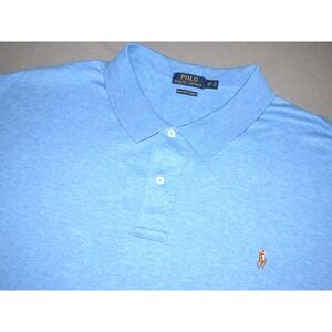Polo Ralph Lauren Pima Soft Touch Light‎ Blue Cotton Golf Shirt Men's 4XL Big